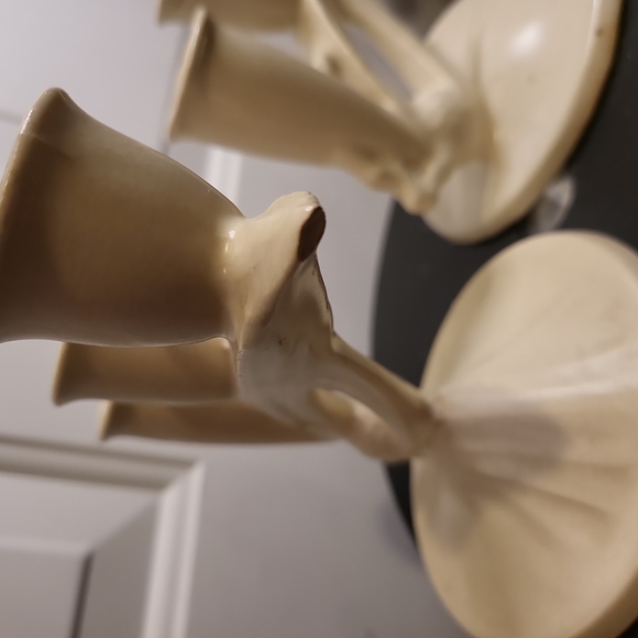 Vintage Porcelain Bisque Japanese Matte Cream Candle Holders 6" - Picture 5 of 11